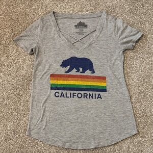 Target Gray California Bear Tee with Rainbow Stripe